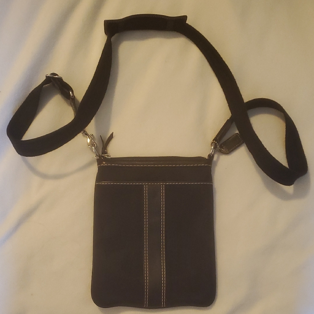 Coach Black Crossbody Bag with Tan Stitching